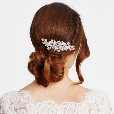 Statement mixed crystal flower hair comb